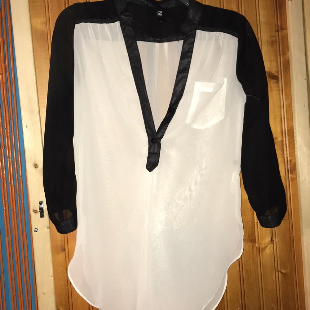 Sheer black and white top